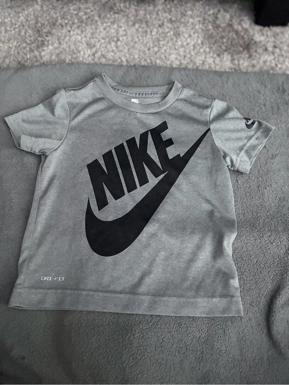 Nike Gray Short Sleeve Logo Tee with Black Swoosh